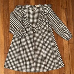 J. Crew Girls Black & White Check Flannel Ruffle Dress